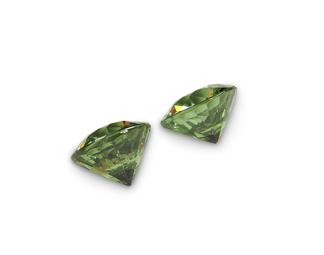 1.12ct Demantoid Garnet Pair Round Brilliant Cut Namibia Origin