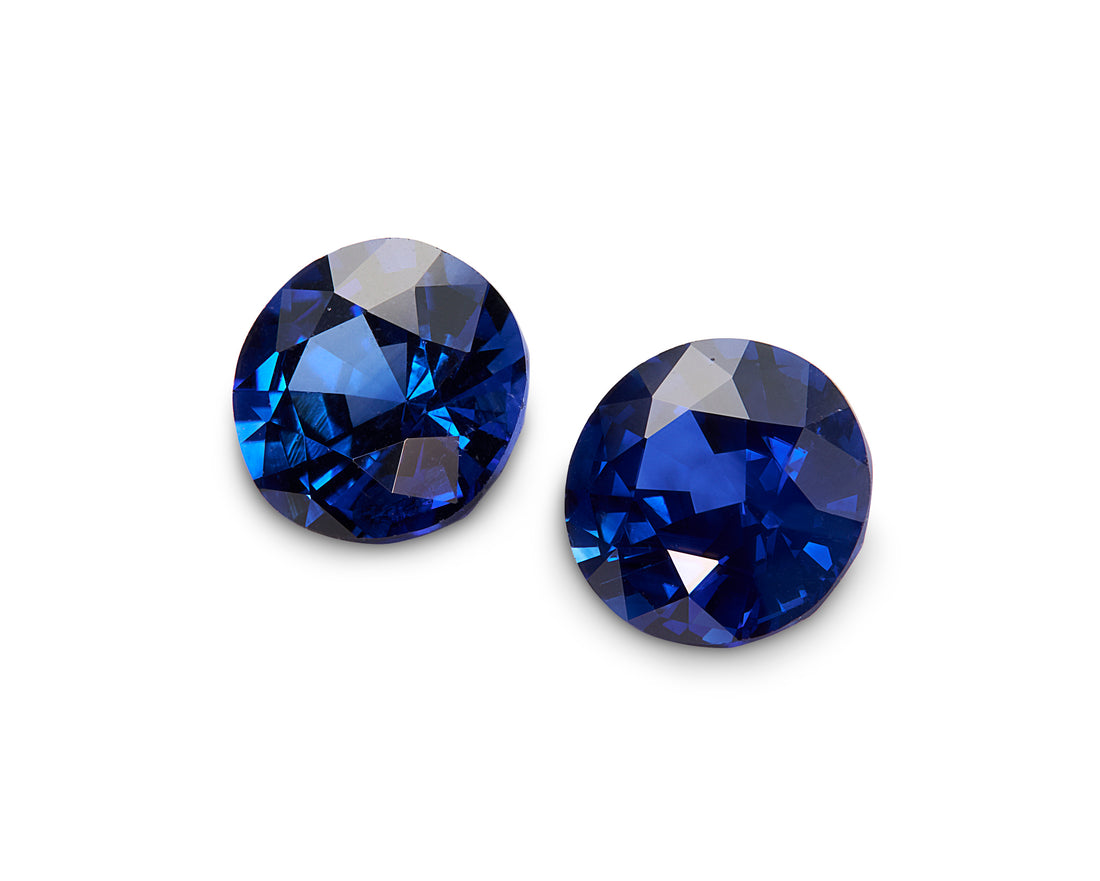 1.18ct Royal Blue Sapphire Pair Round Brilliant Cut