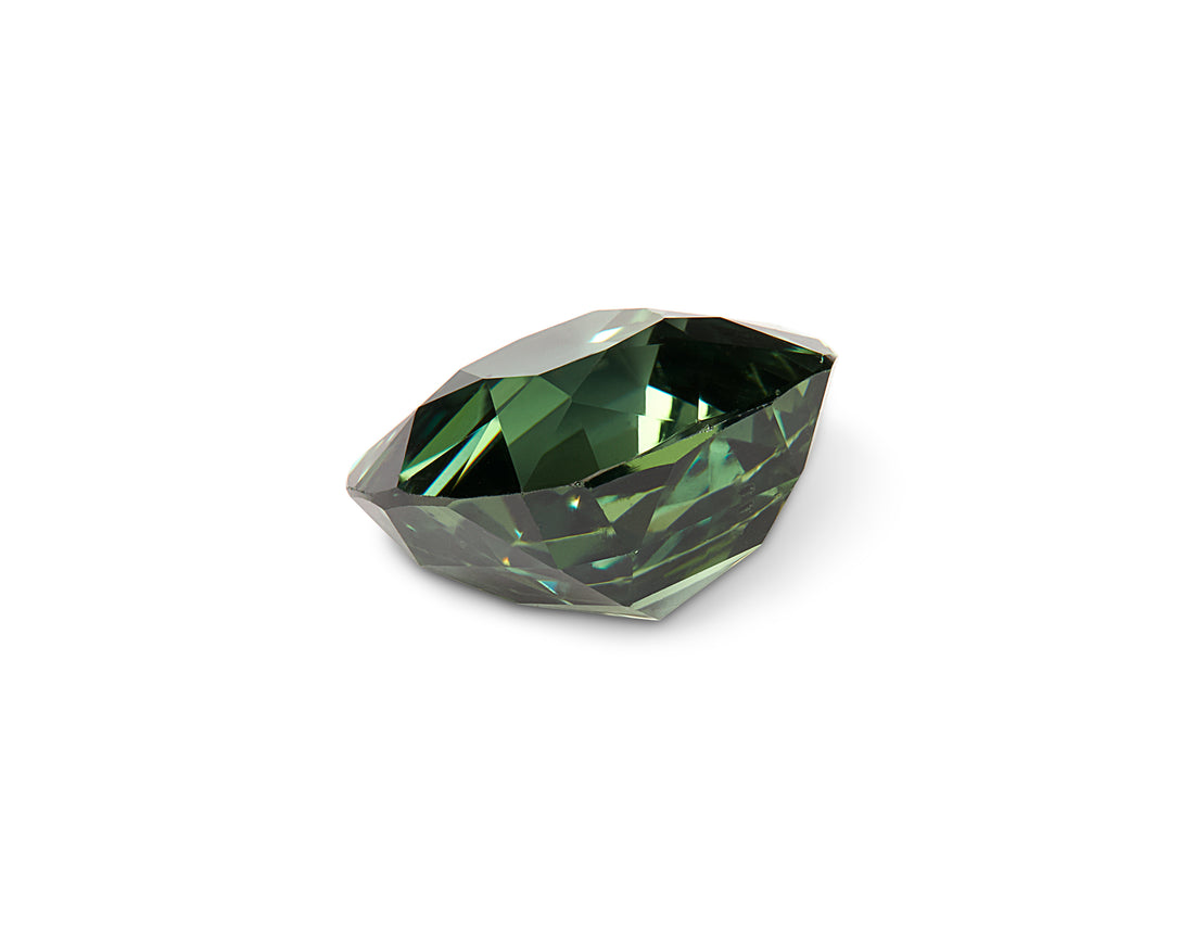 1.28ct Teal Green Sapphire Cushion Cut Tanzania Origin Unheated