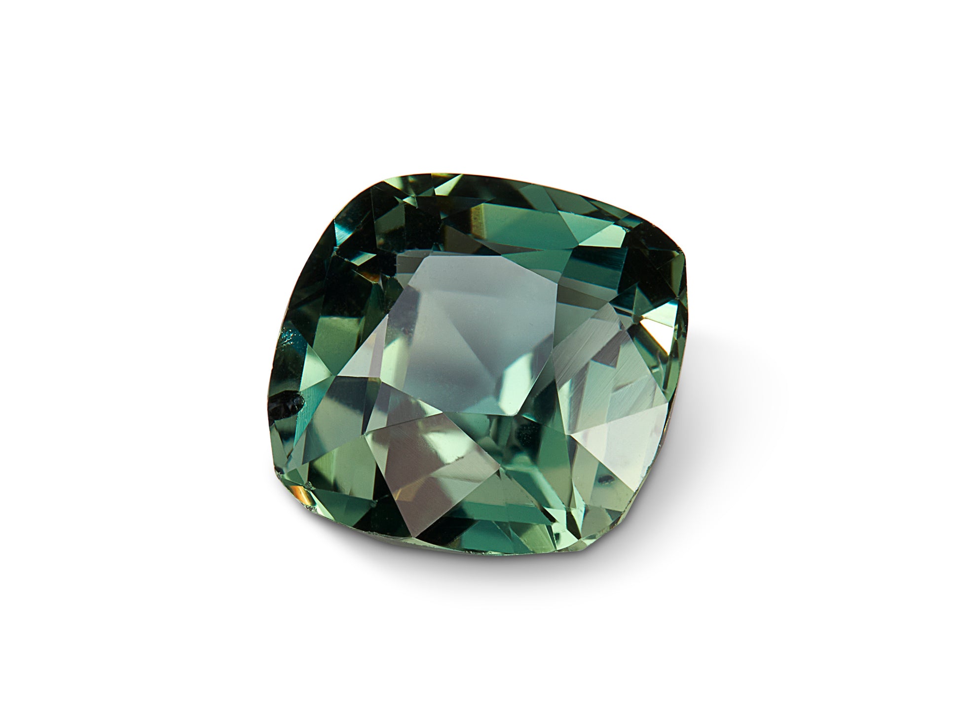 1.28ct Teal Green Sapphire Cushion Cut Tanzania Origin Unheated