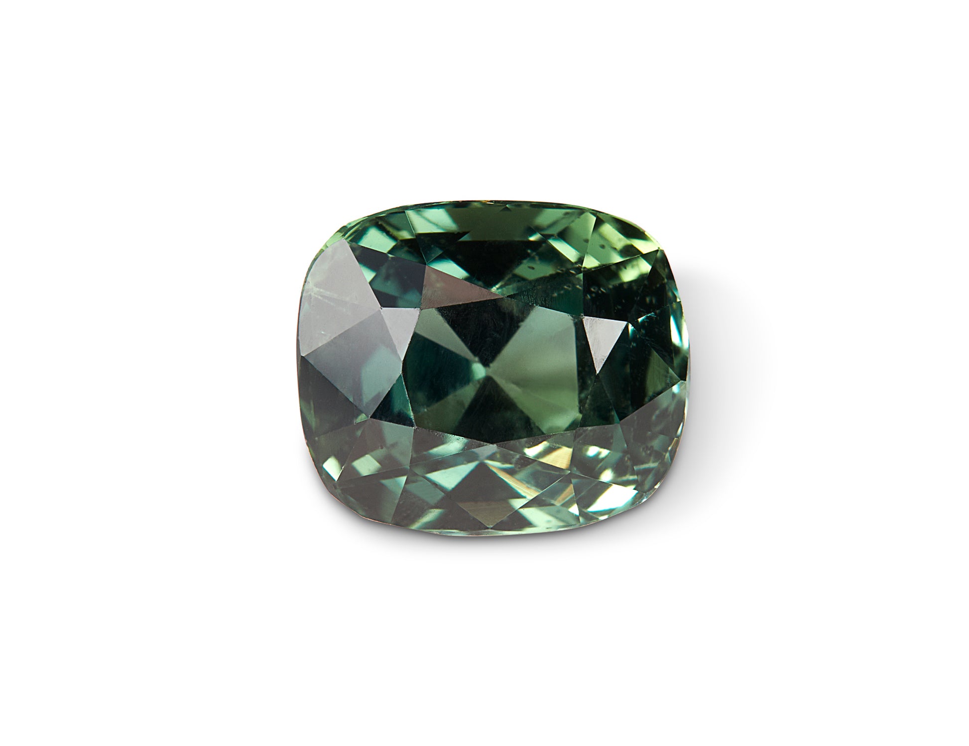 1.34ct Teal Green Sapphire Cushion Cut Tanzania Origin Unheated