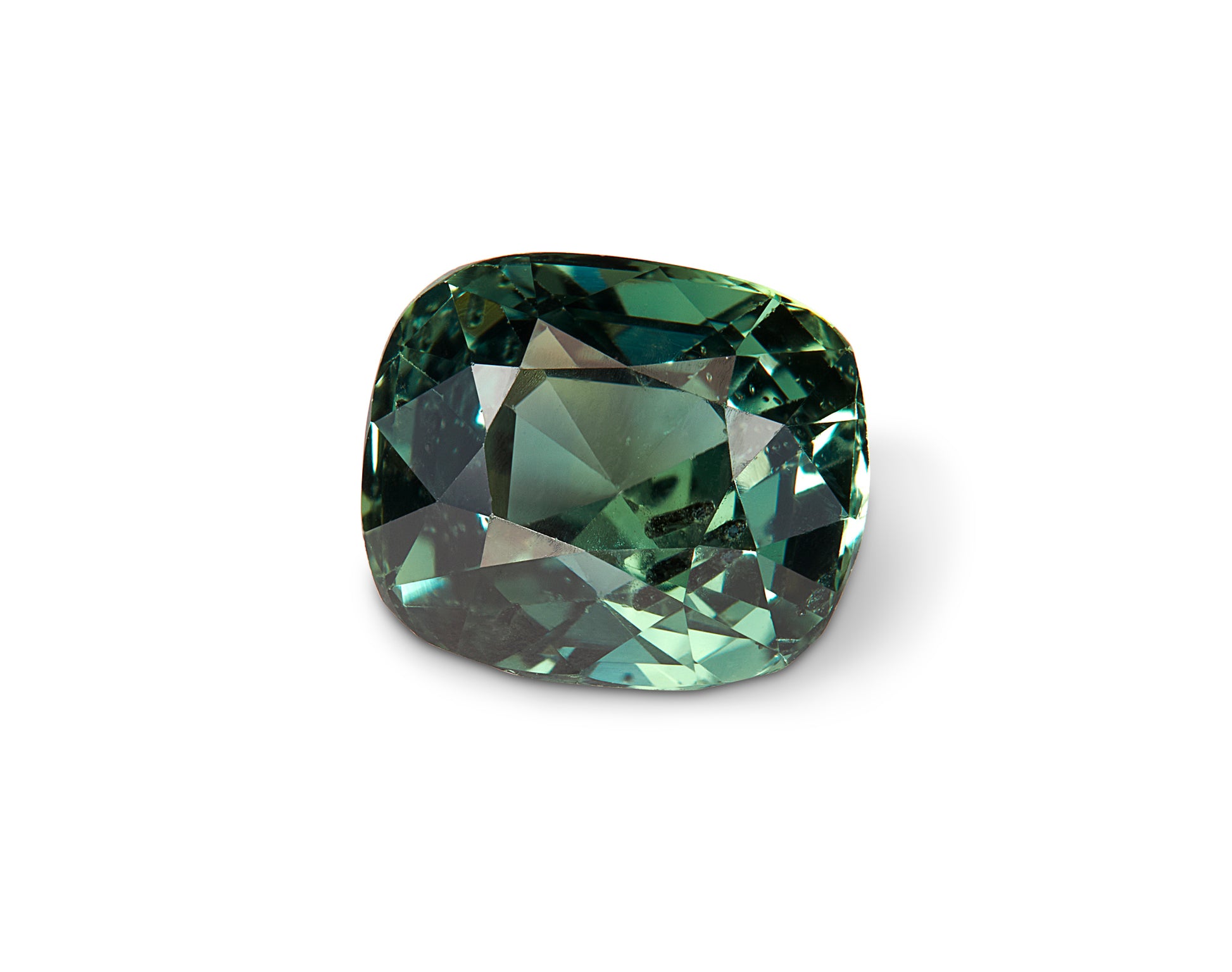 1.34ct Teal Green Sapphire Cushion Cut Tanzania Origin Unheated