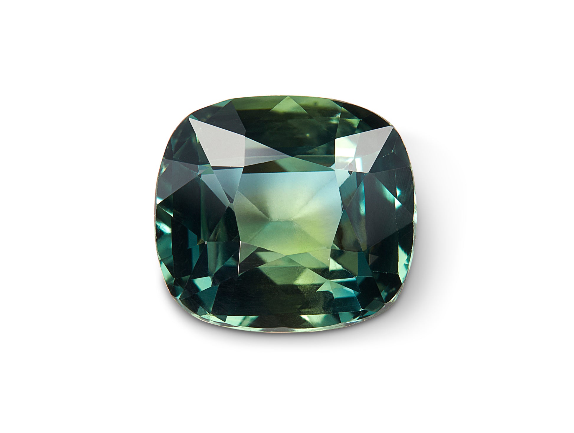 1.65ct Teal Green Sapphire Cushion Cut Tanzania Origin