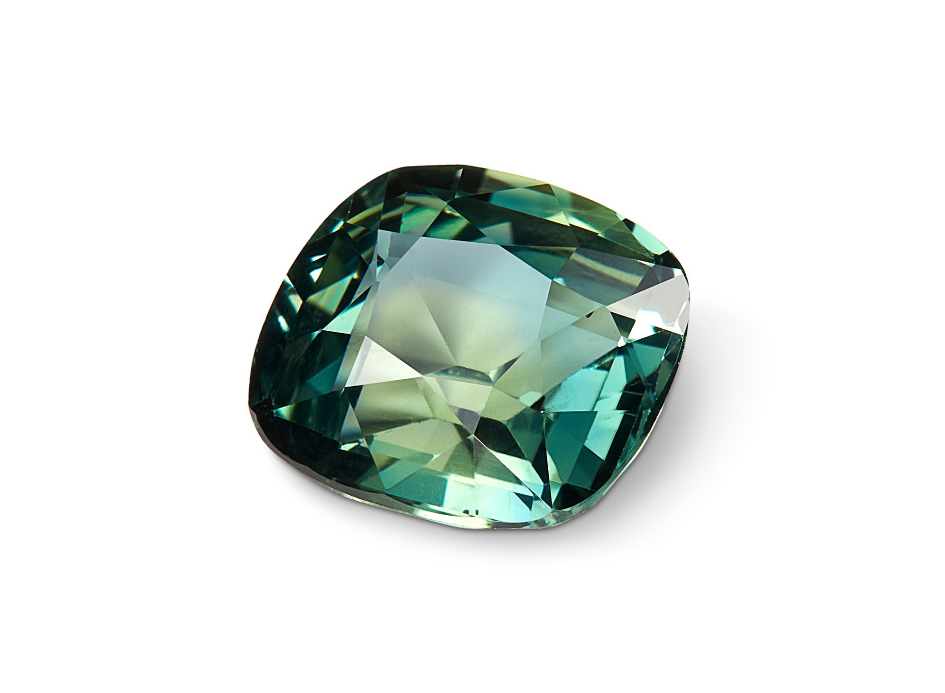 1.65ct Teal Green Sapphire Cushion Cut Tanzania Origin