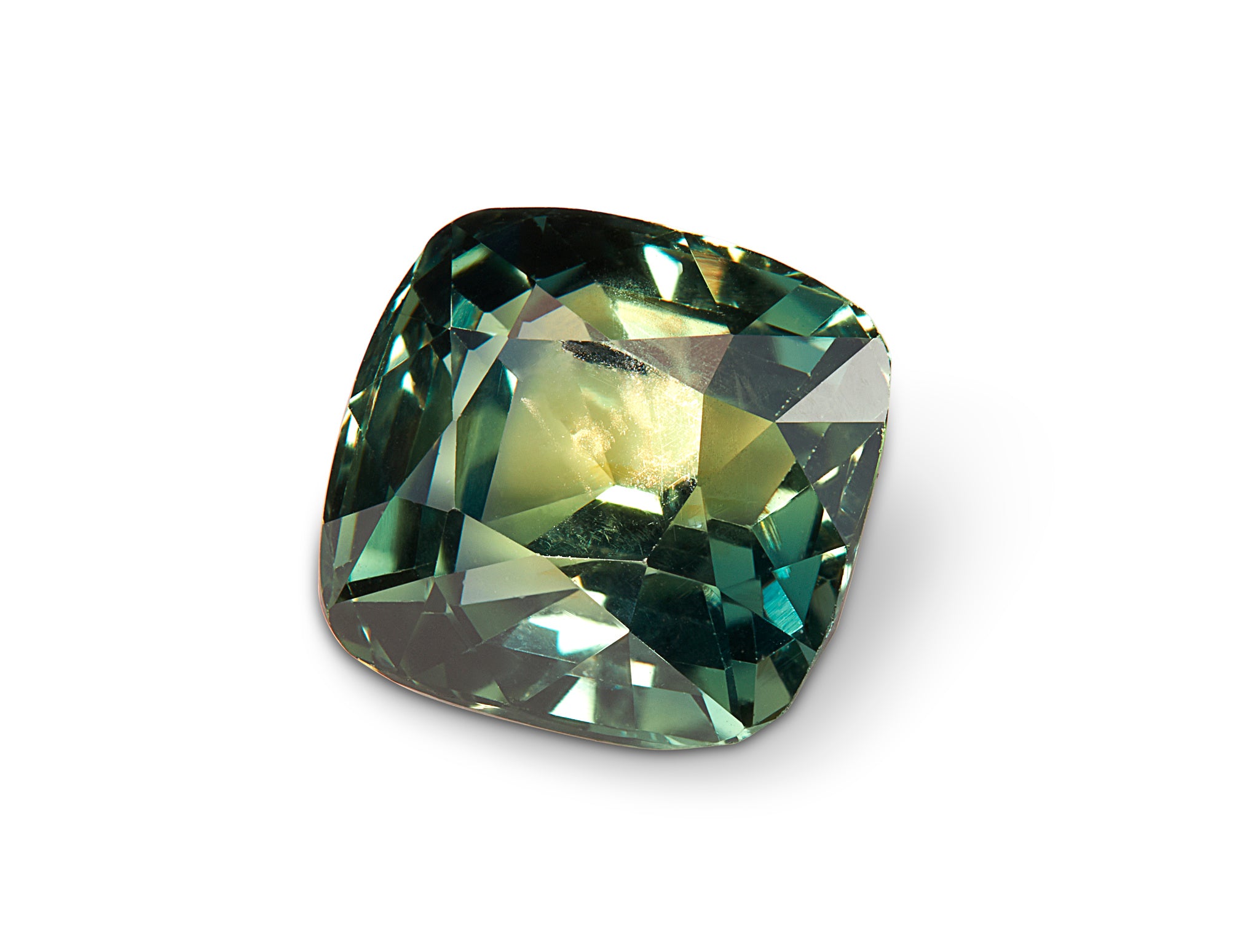 1.72ct Teal Green Sapphire Cushion Cut Tanzania Origin