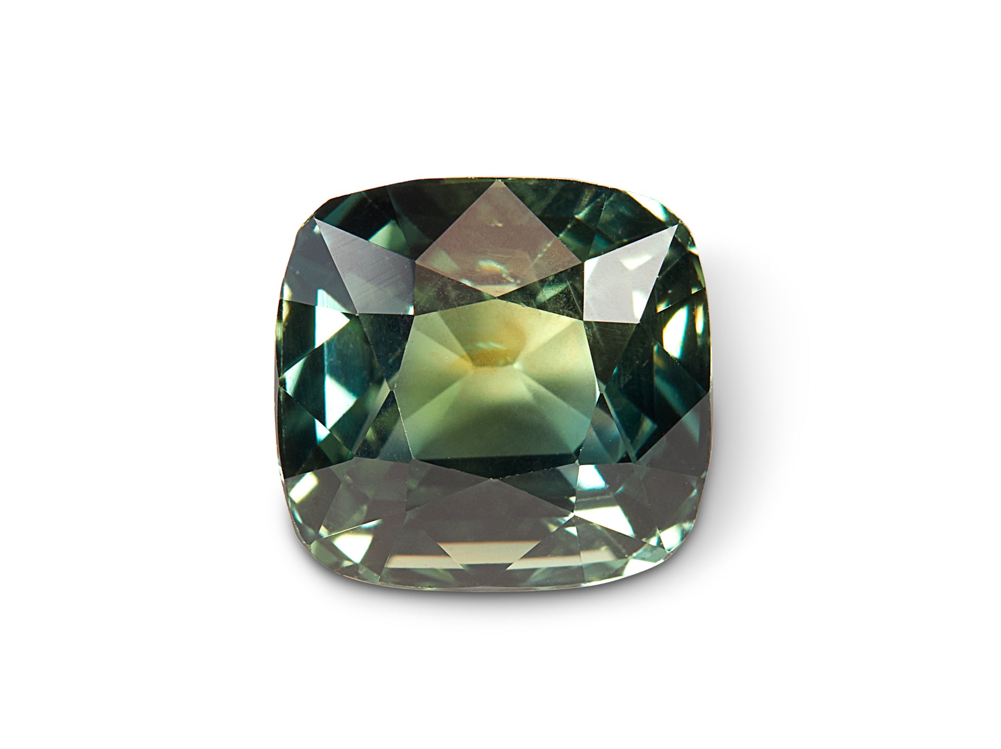 1.72ct Teal Green Sapphire Cushion Cut Tanzania Origin