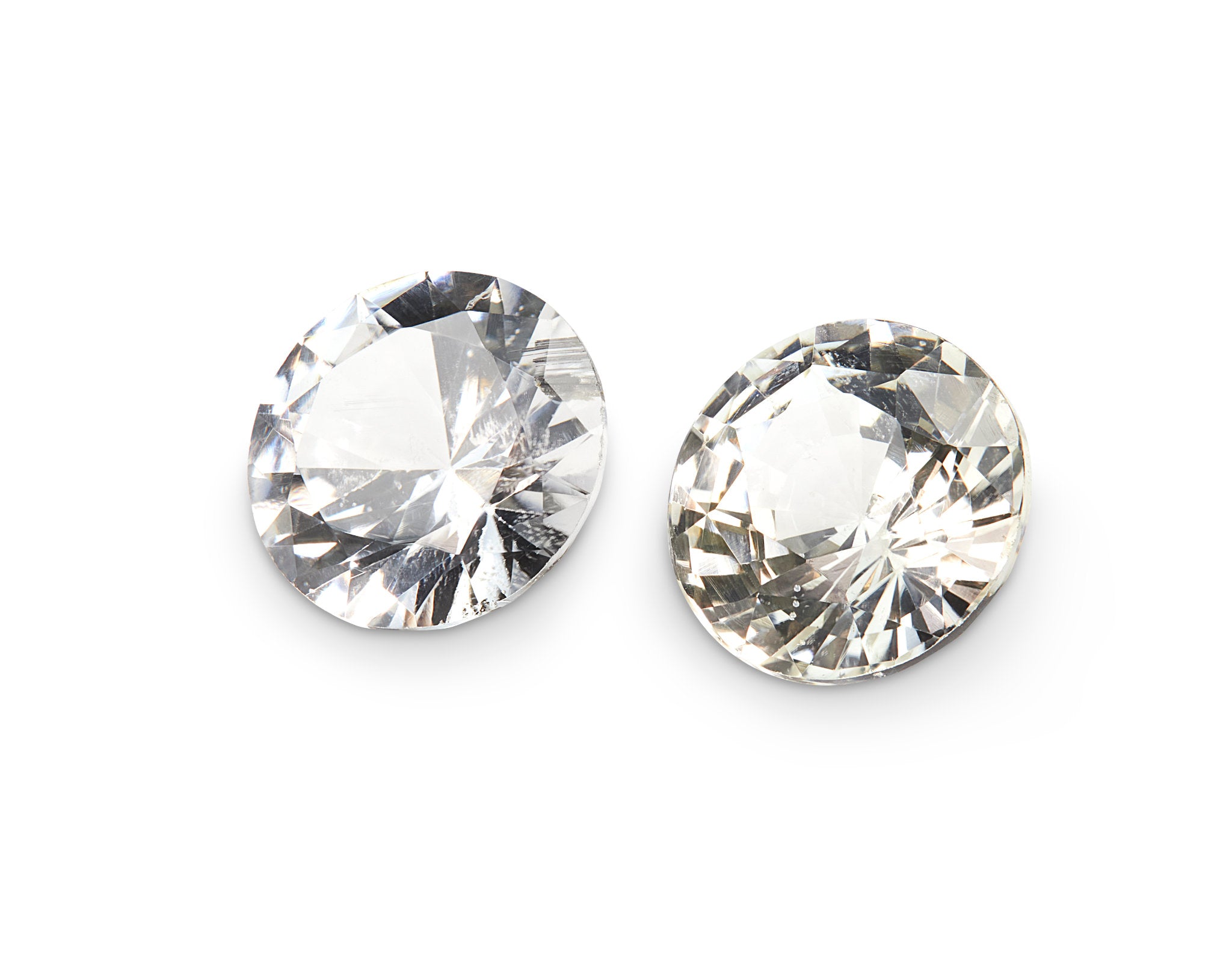 2.07ct White Sapphire Pair Round Brilliant Cut