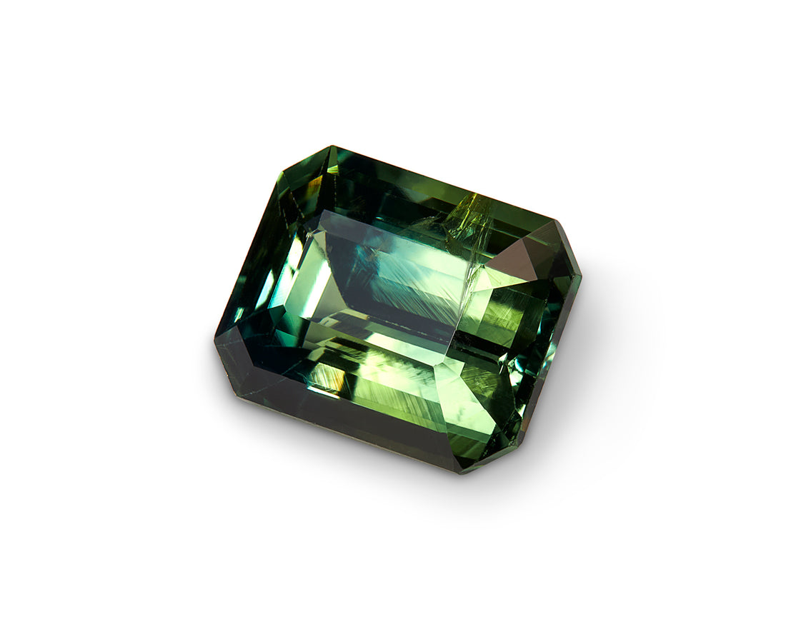 2.23ct Teal Green Sapphire Emerald Cut Sri Lanka Origin