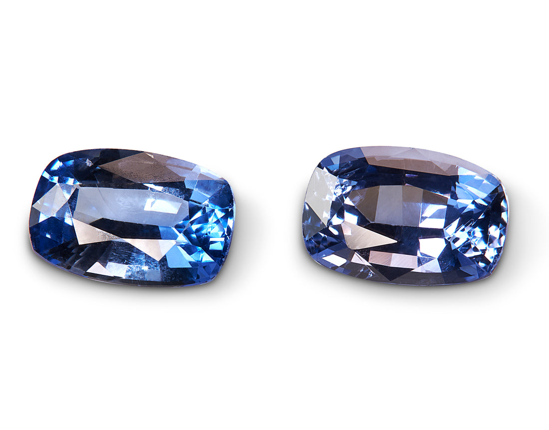 2.43ct Cornflower Blue Sapphire Cushion Cut Pair