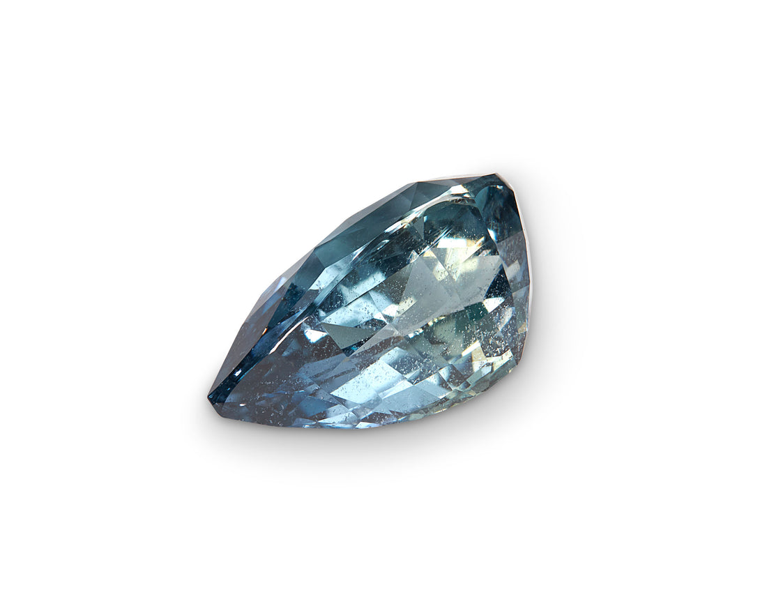 Unheated 3.12ct Teal Sapphire Pear Shape