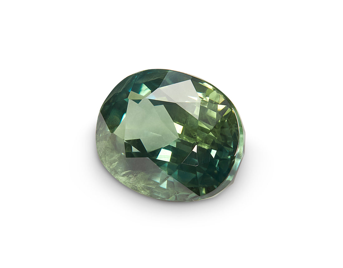 3.33ct Teal Green Sapphire Oval Cut Madagascar Origin