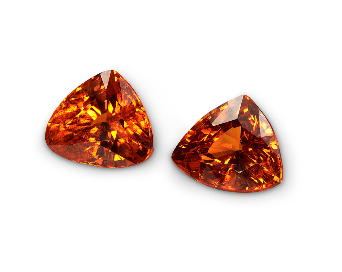 3.60ct Spessartite Orange Garnet Pair Trillion Cut