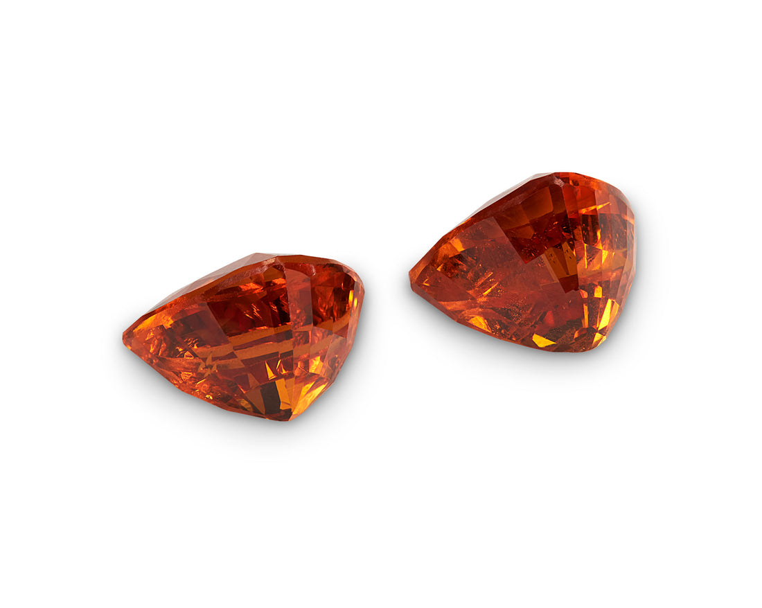 3.60ct Spessartite Orange Garnet Pair Trillion Cut