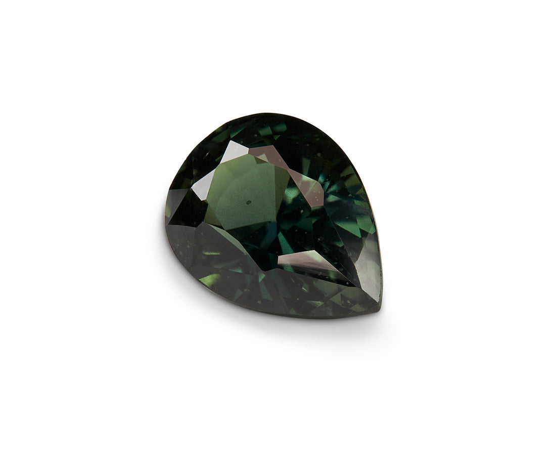 3.92ct Dark Green Sapphire Pear Cut