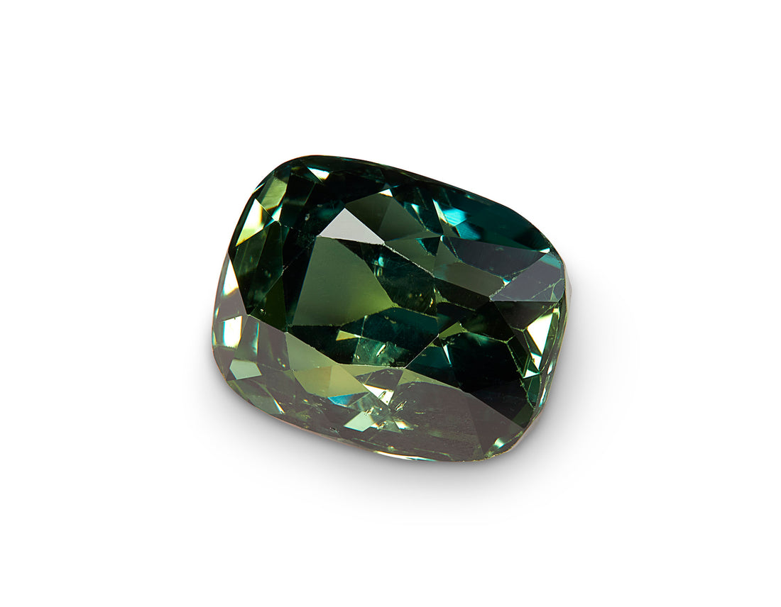 Unheated 4.18ct Teal Green Sapphire Cushion Cut Madagascar Origin