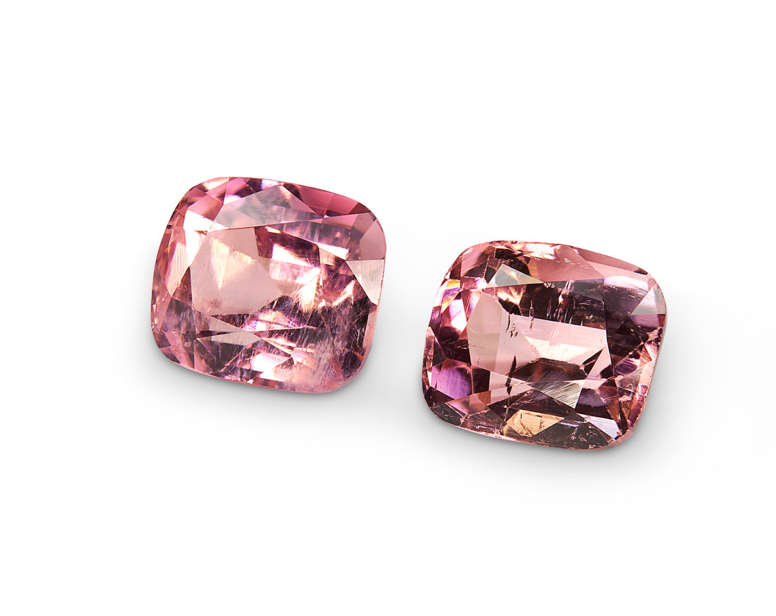 4.40ct Rose Pink Tourmaline Pair Cushion Cut Afghanistan Origin