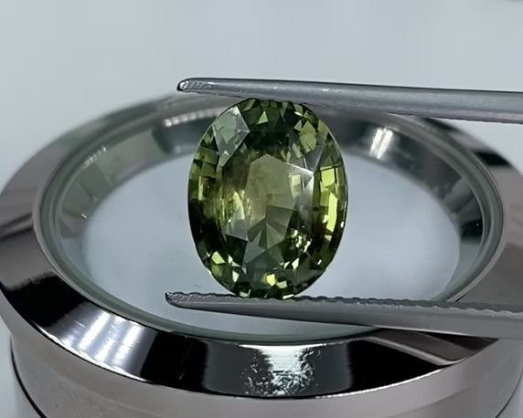 3.15ct Olive Green Sapphire Oval Cut Unheated